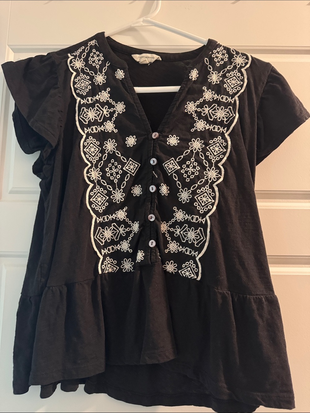 Lucky Brand Black Top with Label Detail